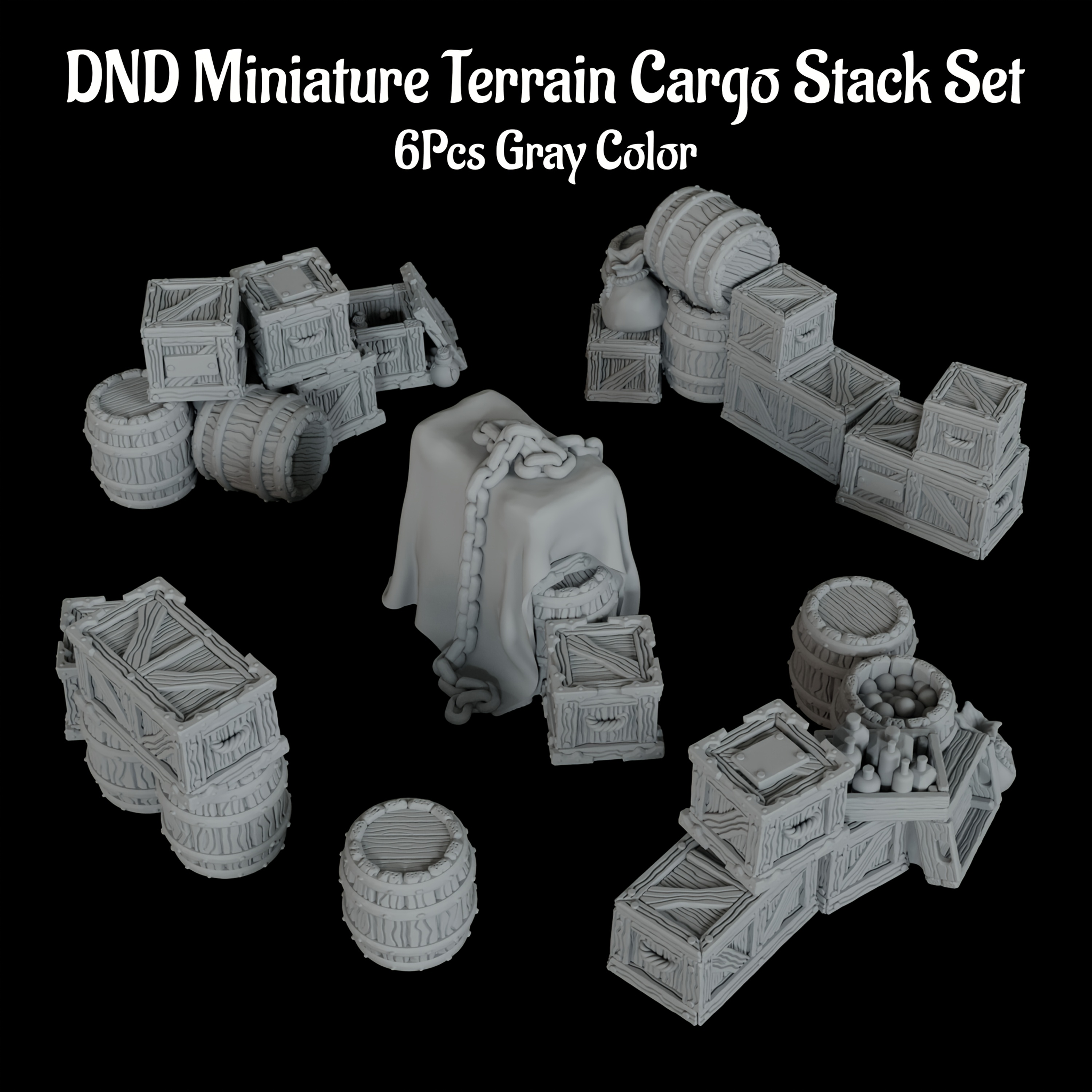 Miniature Terrain Set - RPG Terrain Accessories, RPG Miniature Cargo