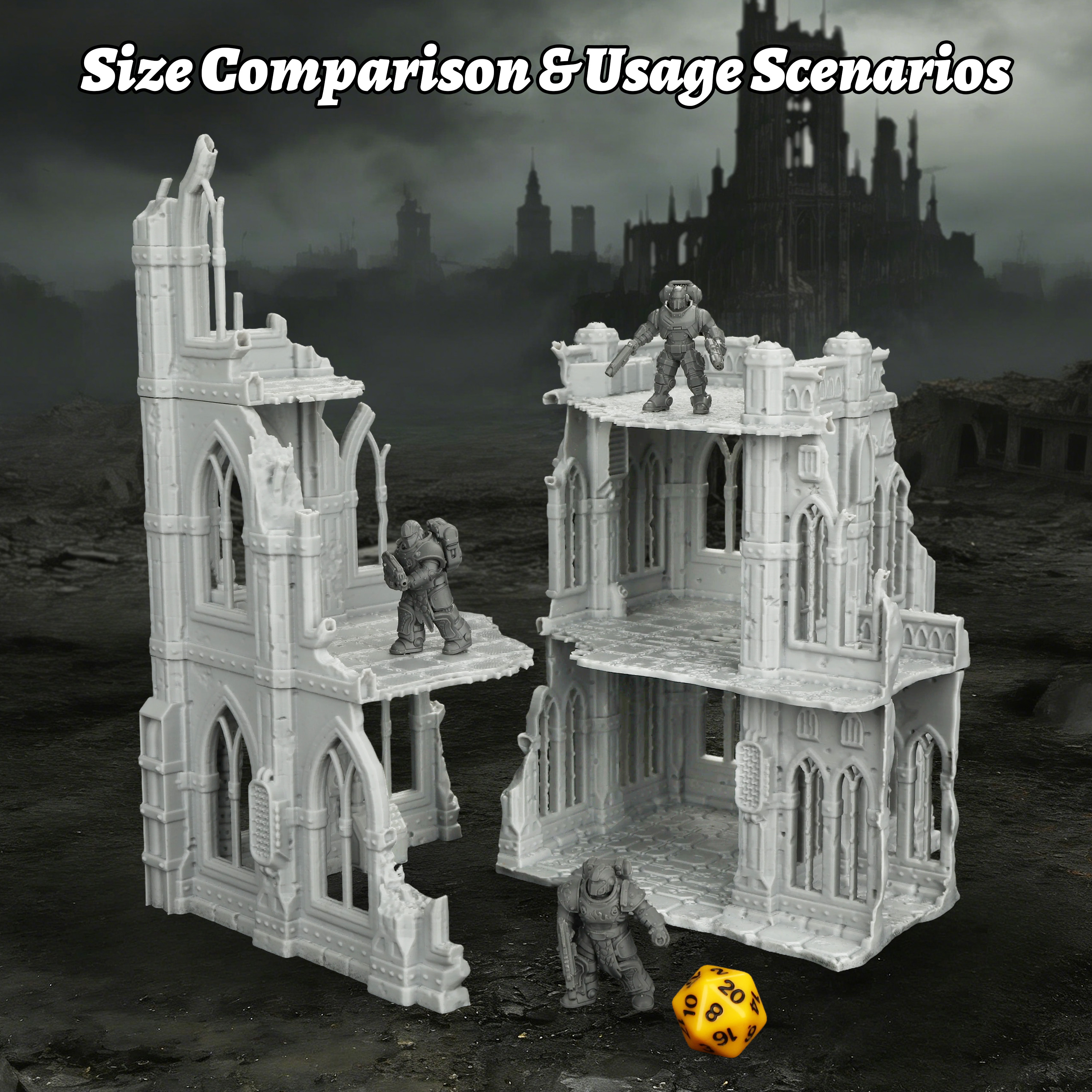 Miniature Terrain Set - Sci-Fi Ruins Building Miniature Set, Fantasy