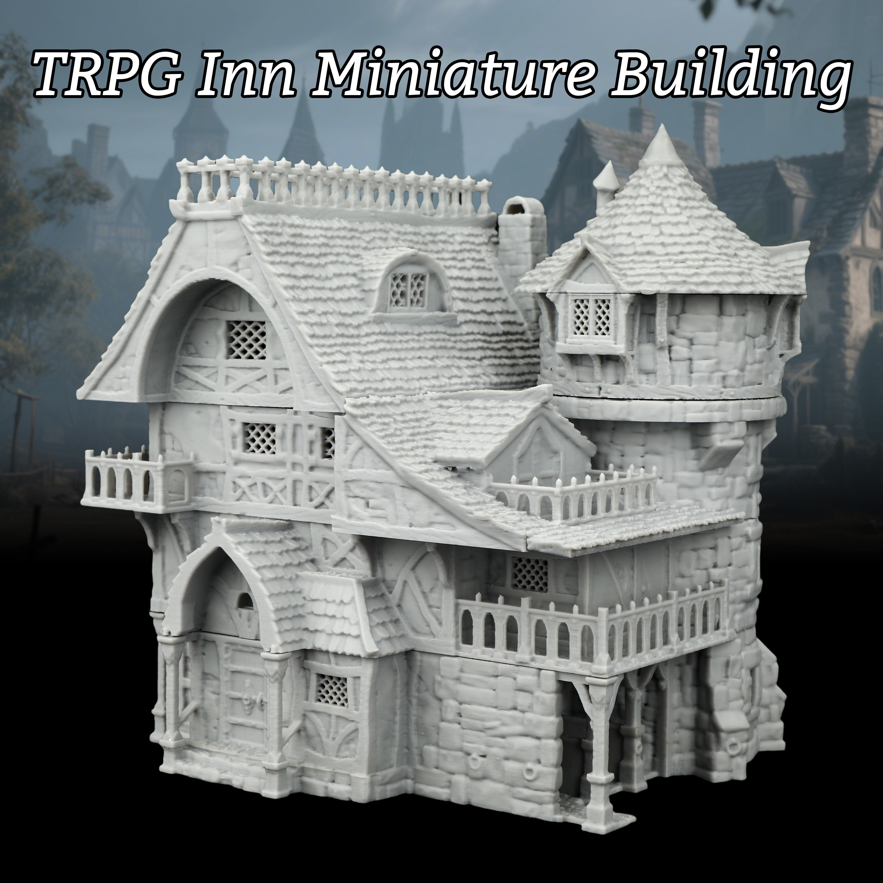 Miniature Terrain Set - Fantasy Inn Miniature Building Set -