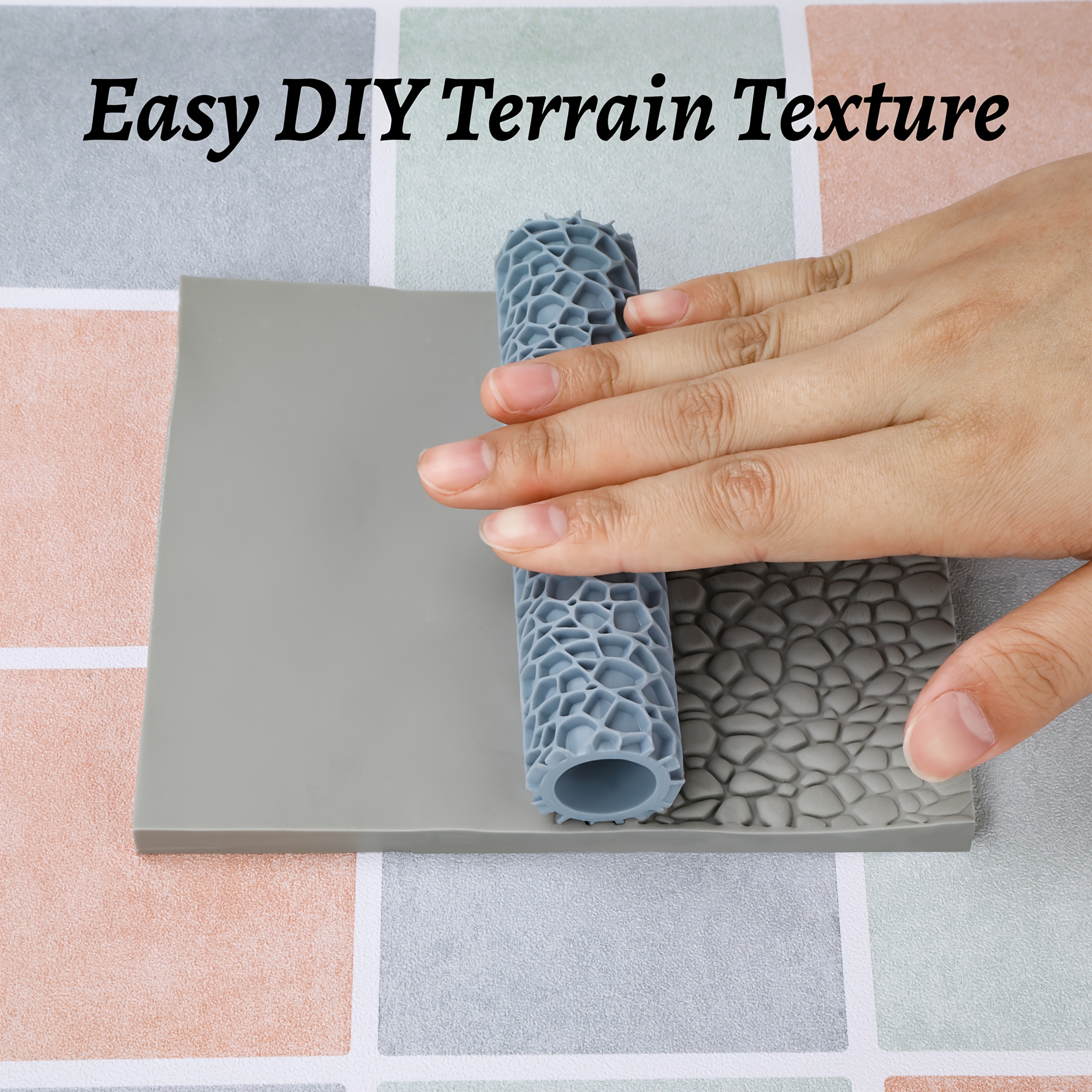 Miniature Terrain Set - Terrain Texture Roller Set - Cobblestone,