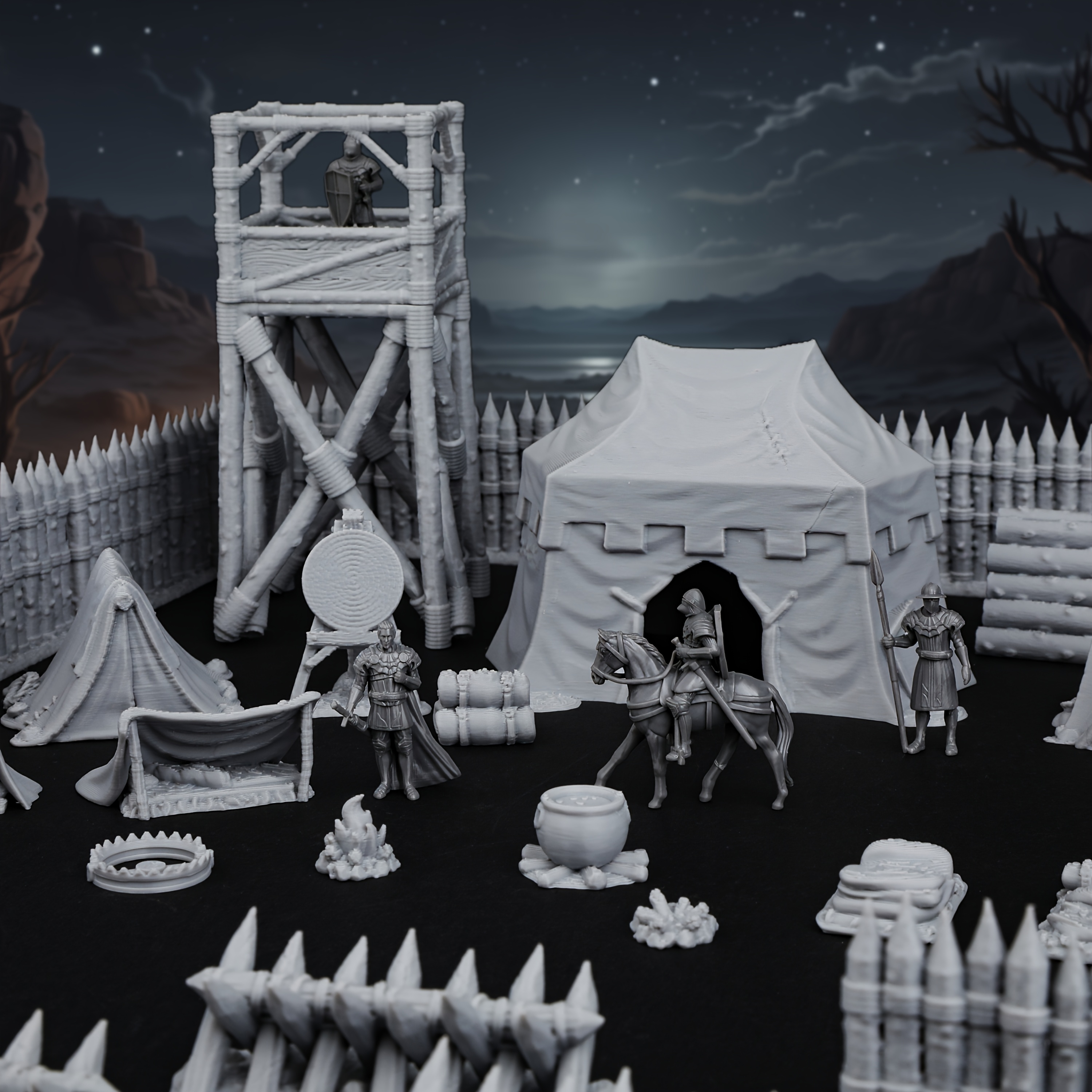 Miniature Terrain Set - RPG Modular Camp Miniature Terrain Set