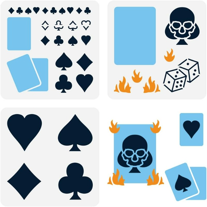 3 Pcs Playing Cards Stencil 5. - Board Game Template review and price