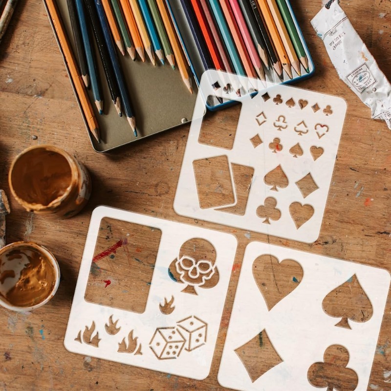 3 Pcs Playing Cards Stencil 5. - Board Game Template review and price