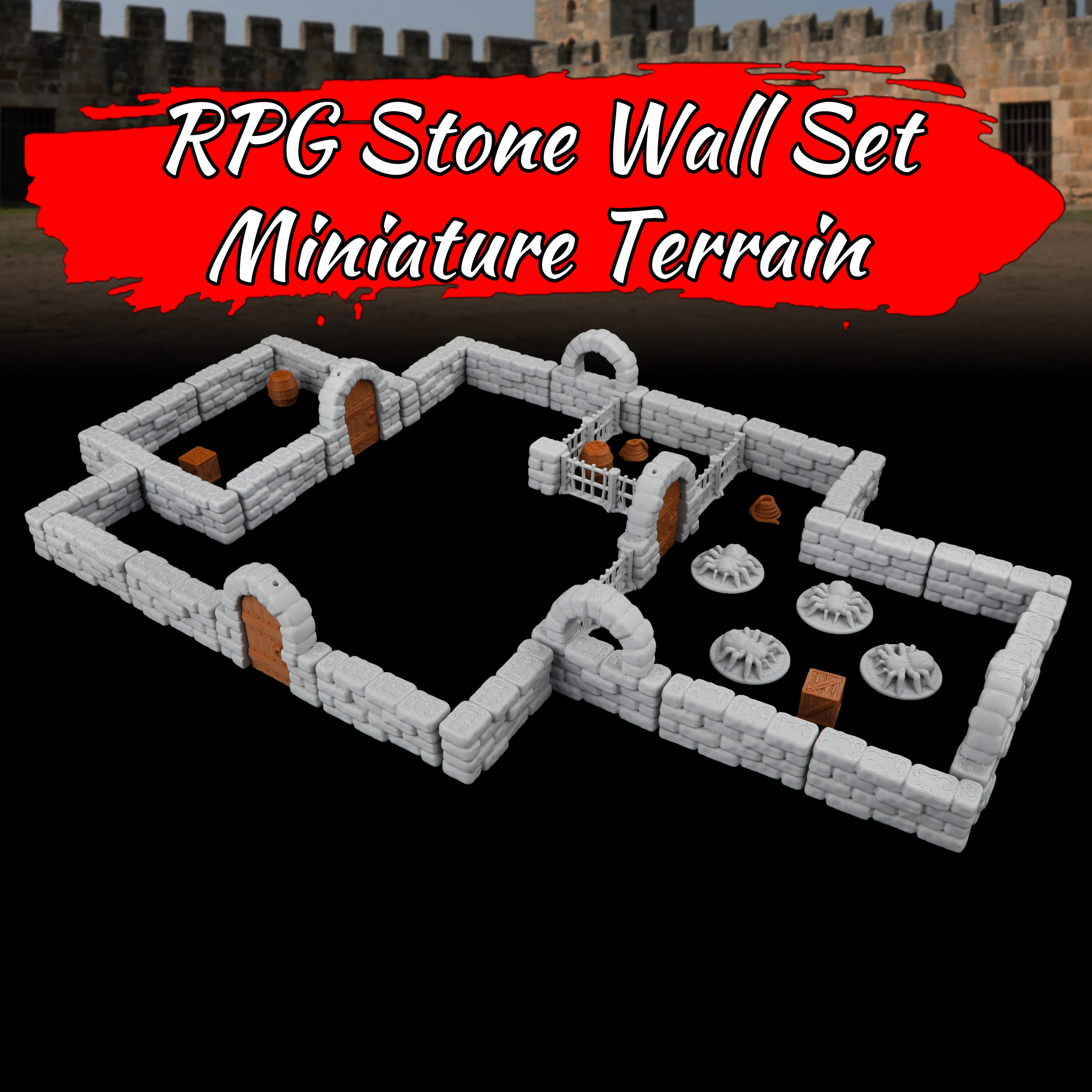 46Pcs Dungeon Stone Wall Set - - Miniature Terrain Set review and price
