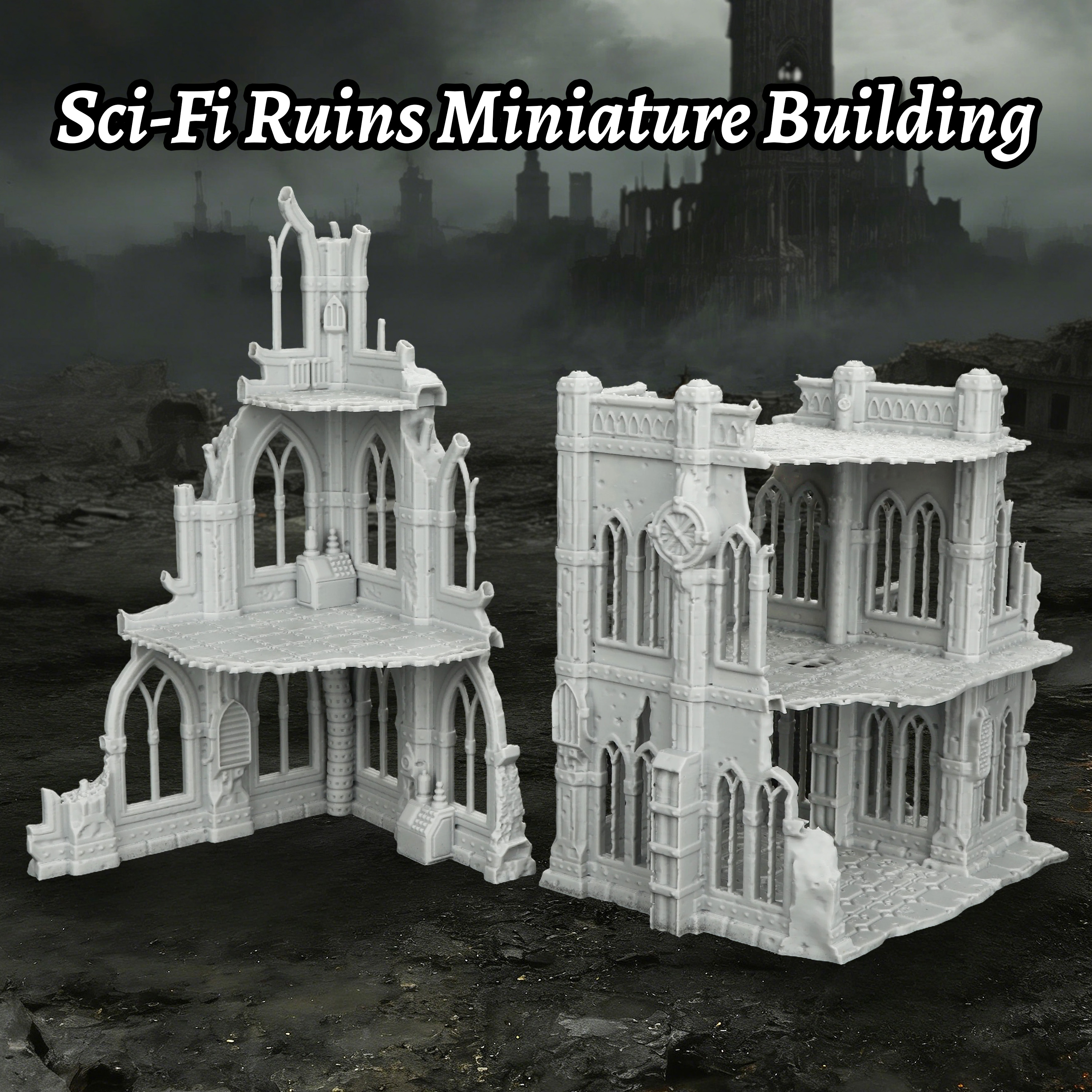 Sci-Fi Ruins Building Miniatur - Miniature Terrain Set review and price