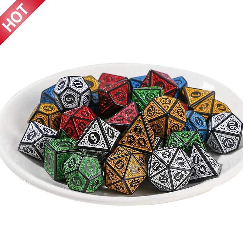 7 Pcs Polyhedral Carved Patter - Board Game Ludo review and price
