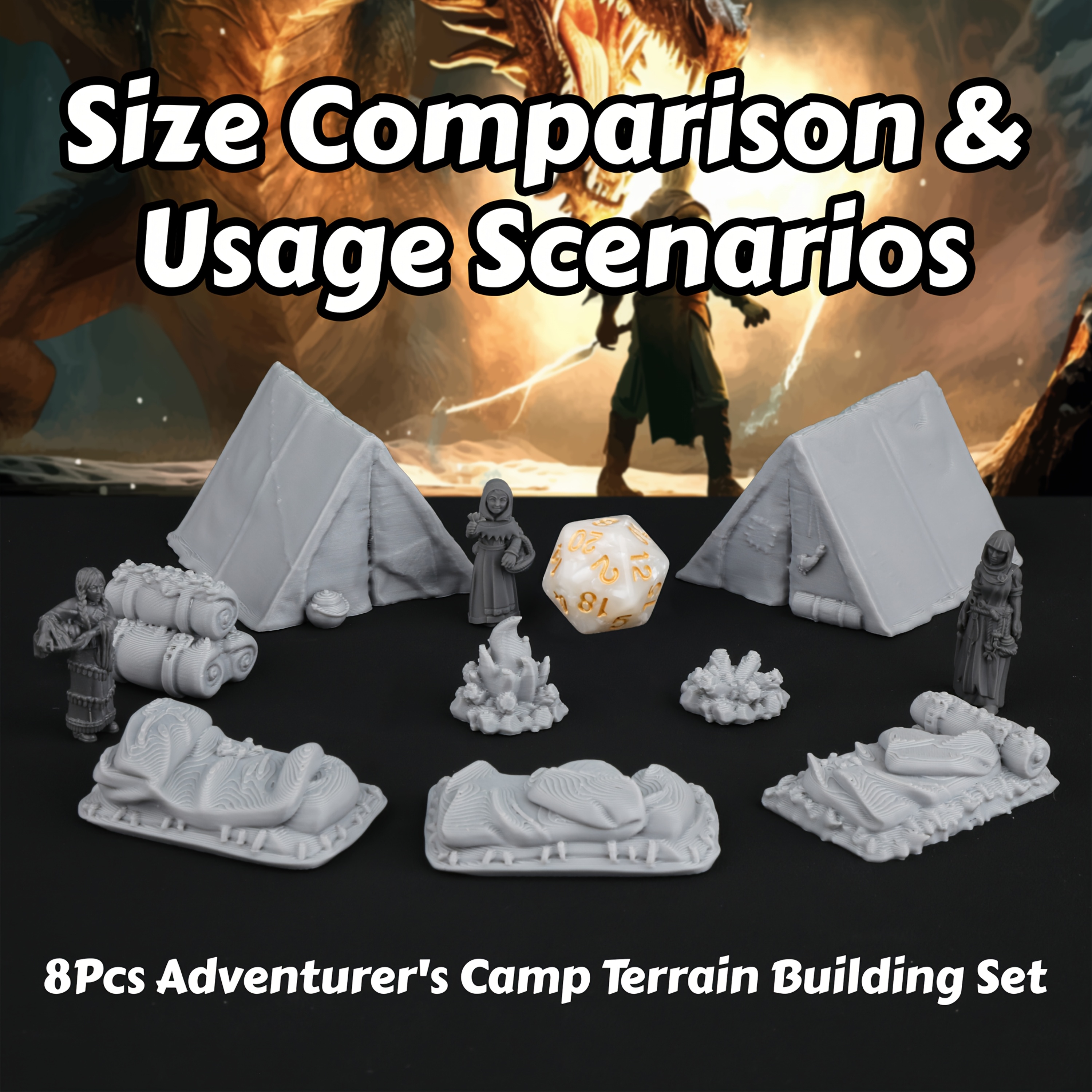 8pcs RPG Adventurer's Camp Min - Miniature Terrain Set review and price